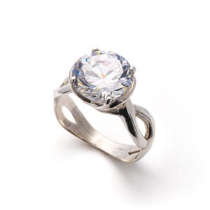 Anello di fidanzamento, diamante da 2 carati, anello con diamante creato in laboratorio (c.z.), anello da sposa con diamante, anello scintillante, anello di promessa, anello in argento massiccio, 4 carati