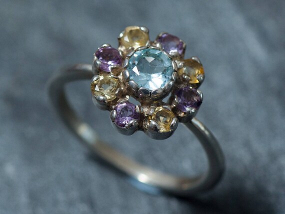 Kay Outlet Oval-Cut Swiss Blue Topaz & Pear-Shaped Amethyst Ring Sterling  Silver | Hamilton Place