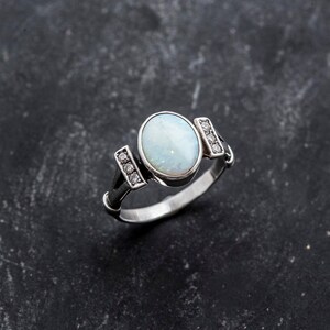 Opal Ring, Natural Opal, Vintage Rings, Fire Opal Ring, October Birthstone, Genuine Opal, White Ring, Promise Ring, Sterling Silver Ring image 3