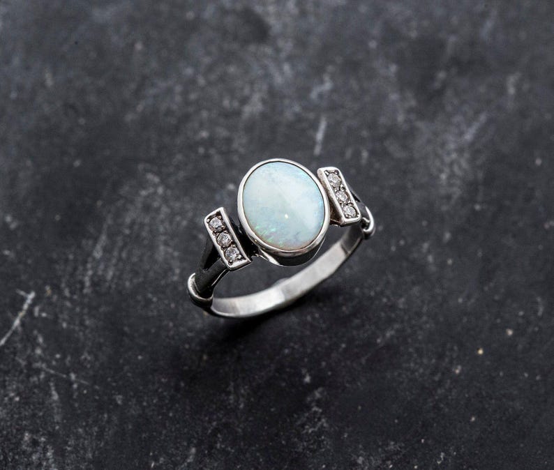 Opal Ring, Natural Opal, Vintage Rings, Fire Opal Ring, October Birthstone, Genuine Opal, White Ring, Promise Ring, Sterling Silver Ring image 3