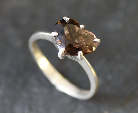 Precious 10k Yellow Gold Promise Ring - Pink CZ Heart & White Topaz Side Stones - View #6