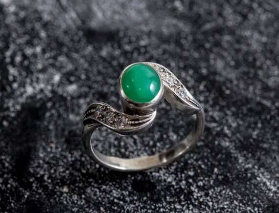 Natural Chrysoprase Ring, Real Chrysoprase, Vintage Green ...