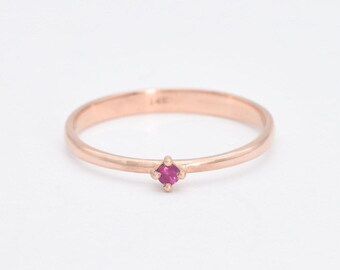 Echte robijnring, gecertificeerde robijn, massief roségouden ring, verfijnde robijnring, robijn verlovingsring, 14k massief goud, geboortesteenring van juli, voor haar