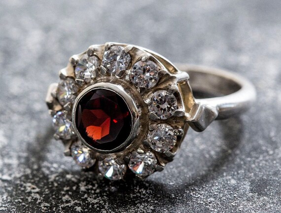 Oval cut garnet engagement ring set art deco vintage vintage garnet ri –  Ohjewel