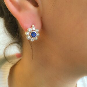 Sapphire Earrings, Emerald Earrings, Ruby Earrings, Natural Sapphire, Natural Emerald, Natural Ruby, Flower Earrings, Solid Silver Earrings image 2