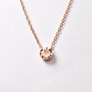 Rose Gold Opal Necklace, Genuine Ethiopian Opal, Solid Rose Gold Necklace, Dainty Opal Necklace, October Birthstone Necklace, 14k Solid Gold