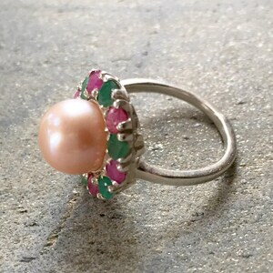 Vintage Pearl Ring, Pearl Ring, Emerald Ring, Vintage Rings, Birthstone Ring, Ruby Ring, Vintage Emerald Ring, Cream Pearl, Vintage Ruby image 8