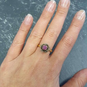 Ruby Ring, Gold Ruby Ring, Natural Ruby Ring, July Birthstone, Gold Flower Ring, Vintage Flower Ring, Gold Floral Ring, Solid Silver Ring image 9