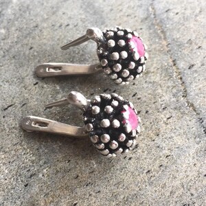 Ruby Earrings, Natural Ruby Earrings, Vintage Earrings, Antique Earrings, Natural Ruby, Vintage Ruby Earrings, July Birthstone, Pure Silver image 3