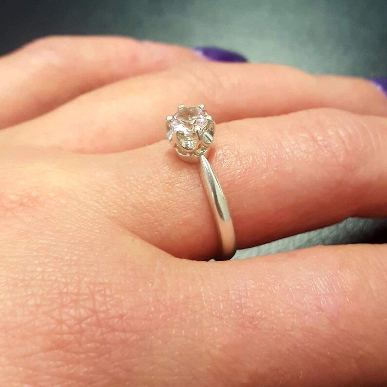 Unique Stone Ring, Morganite Ring, Created Morganite, Pink Promise Ring, Pink Vintage Ring, 925 Silver Ring, Pink Morganite Ring, Morganite image 8