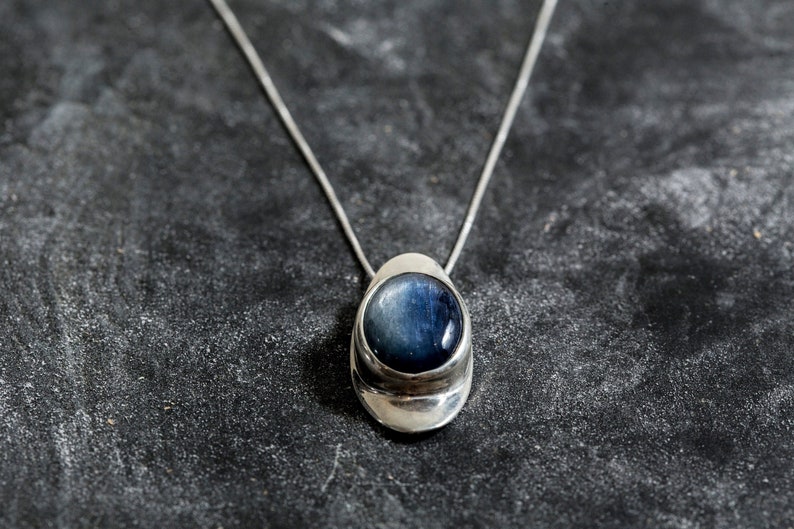 Kyanite Pendant, Natural Kyanite, Unique Pendant, Natural Blue Kyanite, Vintage Blue Pendant, Blue Pendant, Solid Silver Pendant, Kyanite image 8