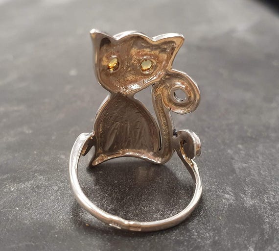 Silver Cat Ring, Opal Ring, Natural Opal Ring, October