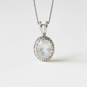 Rainbow Moonstone Pendant, Natural Moonstone Pendant, June Birthstone Necklace, Moonstone Vintage Pendant, Victorian Pendant, Adina Stone image 1