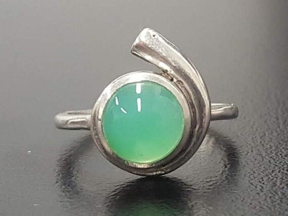 Chrysoprase Ring Natural Chrysoprase May Birthstone Round