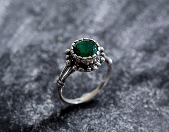 Anillo de esmeralda anillo antiguo anillo vintage anillo de plata maciza plata pura esmeralda creada anillo de esmeralda antiguo anillos antiguos anillo verde Etsy Mexico