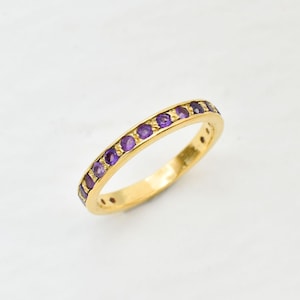Gold Amethyst Ring, Amethyst Ring, Natural Amethyst, February Birthstone, Full Eternity Ring, Gold Eternity Ring, Stackable Ring, Amethyst