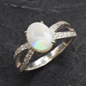 Opal Ring, Natural Opal Ring, Opal Engagement Ring, Australian Opal, Natural Opal, Vintage Opal, Vintage Rings, Antique Opal, Solid Silver image 2