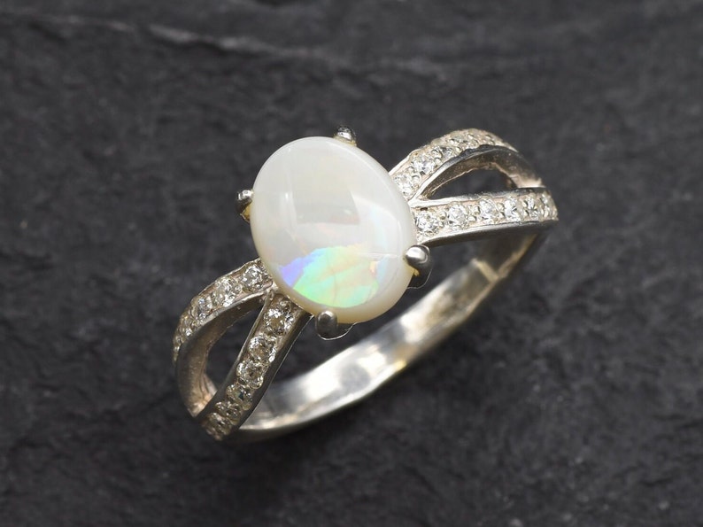 Opal Ring, Natural Opal Ring, Opal Engagement Ring, Australian Opal, Natural Opal, Vintage Opal, Vintage Rings, Antique Opal, Solid Silver image 2