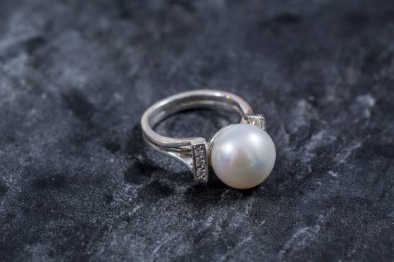 9.5-10mm Stamped Sterling Silver Real Pearl Ring