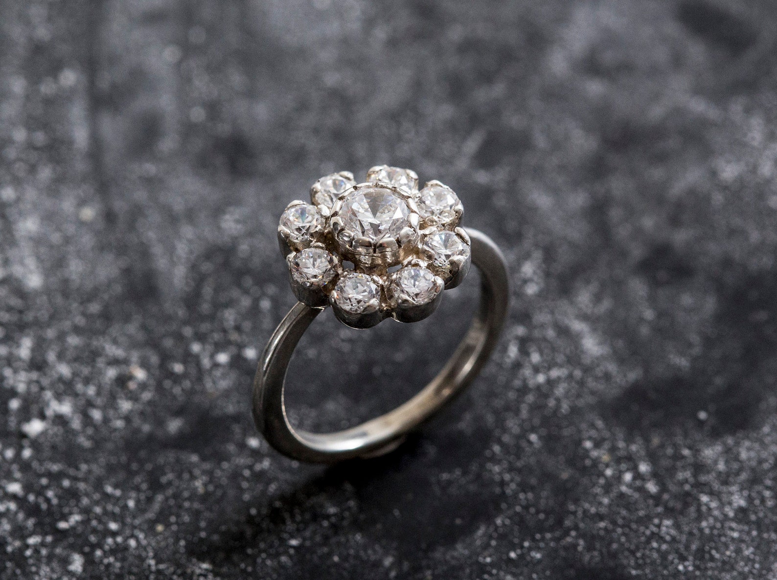 Vintage Engagement Ring Vintage Flower Vintage Diamond Ring Etsy