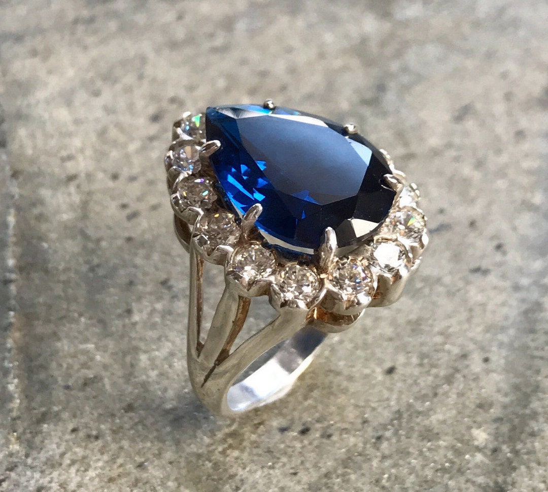 Royal Ring Created Sapphire Victorian Ring Blue Sapphire - Etsy