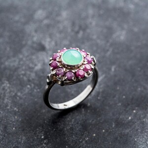 Ruby Ring, Antique Ruby Ring, Natural Ruby, Chrysoprase Ring, Natural Chrysoprase, Australian Chrysoprase, Vintage Rings, Solid Silver Ring image 7