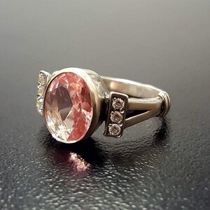 Morganite Ring, Created Morganite, Pink Ring, Pink Vintage Ring, Pink Diamond Ring, Valentines Gift, Pink Morganite Ring, 925 Silver Ring image 3