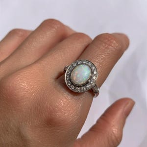Opal Ring, Natural Opal Ring, Australian Opal, Vintage Opal Ring, October Birthstone, Antique Ring, Big Solitaire Ring, Sterling Silver Ring image 2