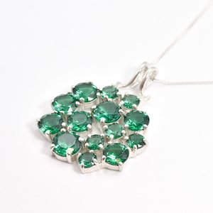 Large Emerald Necklace, Created Emerald Necklace. Green Flower Necklace, Emerald Statement Pendant, May Birthstone Necklace, Adina Stone