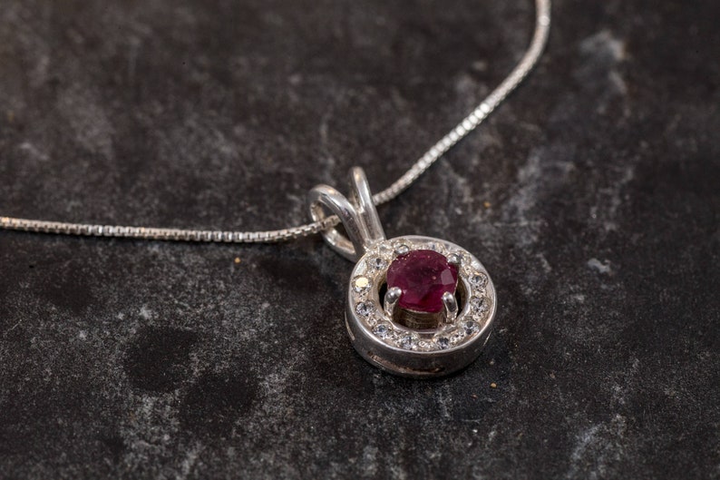 Ruby Pendant, Natural Ruby Pendant, Real Ruby, July Birthstone, Silver Pendant, Vintage Pendant, Red Pendant, Small Pendant, Dainty Pendant image 9
