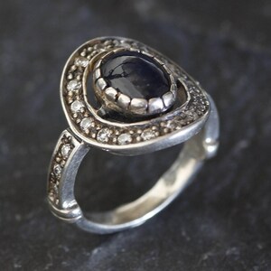 Vintage Saphir Ring, natürlicher Saphir, Ring Blau Oval, Blau Vintage Ring, Blau Cocktail Ring, Ring massiv Silber, Geschenk für sie, Adina Stein Bild 8
