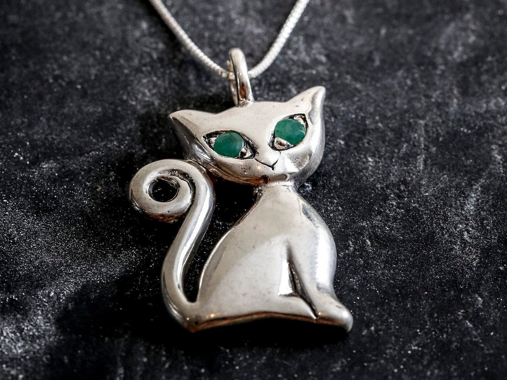 Cat Pendant Emerald Pendant Natural 