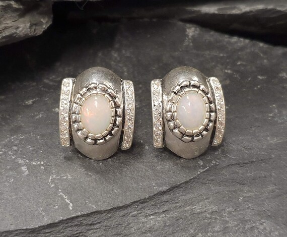 Opal Earrings Natural Opal Earrings October Birthstone Chunky