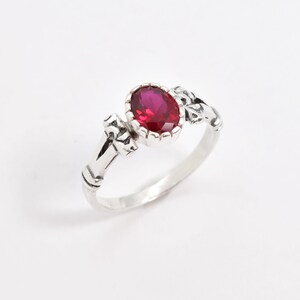 Vintage Ruby Ring, Red Ruby Ring, Created Ruby Ring, Tribal Ring, Ruby Solitaire Ring, Oval Ruby Ring, July Birthstone Ring, Adina Stone