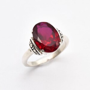 Red Ruby Ring, Created Ruby Ring, Red Tribal Ring, Large Ruby Ring, July Birthstone Ring, Ruby Statement Ring, Vintage Ring, Adina Stone image 8