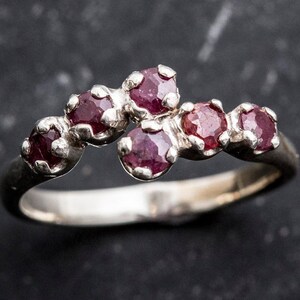 Natural Ruby Ring, Ruby Ring, Vintage Rings, July Birthstone, 6 Stone Ring, Solid Silver, July Ring, Red Ruby, Statement Ring, Real Ruby image 3