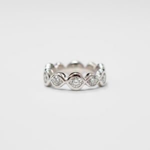Witgouden band, diamanten band, gemaakte diamant, bubble band, stapelbare band, sierlijke ring, boho-ring, trouwring, massief zilveren band