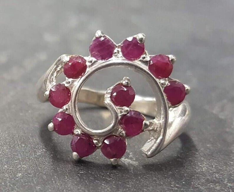 Real Ruby Ring, Ruby Ring, Natural Ruby Ring, July Birthstone, Silver Swirl Ring, Red Vintage Ring, Swirl Ring, Solid Silver Ring, Red Ring image 7