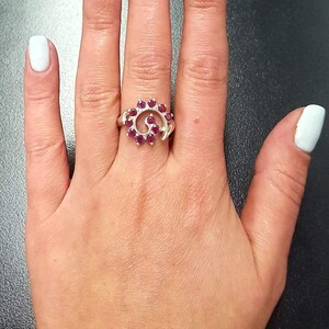 Real Ruby Ring, Ruby Ring, Natural Ruby Ring, July Birthstone, Silver Swirl Ring, Red Vintage Ring, Swirl Ring, Solid Silver Ring, Red Ring image 8