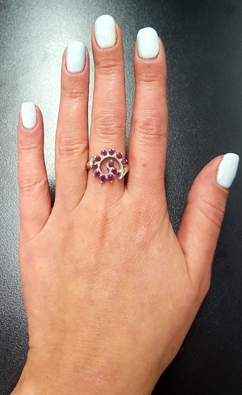 Real Ruby Ring, Ruby Ring, Natural Ruby Ring, July Birthstone, Silver Swirl Ring, Red Vintage Ring, Swirl Ring, Solid Silver Ring, Red Ring image 8