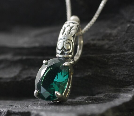 Created emerald pendant deals