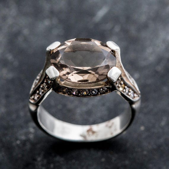 Large Topaz Ring, Smoky Topaz Ring, Natural Topaz Ring, Scorpios Birthstone, Vintage Rings, December Birthstone, Solid Silver Ring, Topaz
