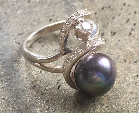 Vintage black pearl deals ring