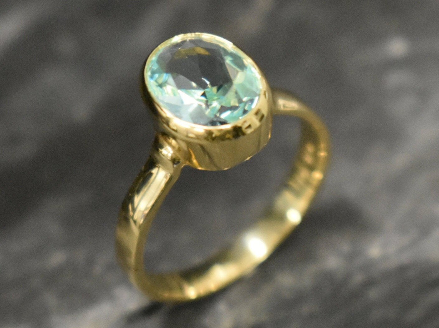 Gold Aquamarine Ring Aquamarine Ring Created Aquamarine Blue
