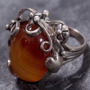 Carnelian Ring, Natural Carnelian, Red Gemstone Ring, Leaf Ring, Healing Stone, Red Ring, Vintage Rings, Red Stone, Solid Silver Ring, Agate image 9
