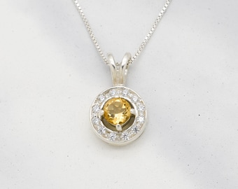 Citrine Pendant, Natural Citrine, November Birthstone, Vintage Pendant, November Pendant, Yellow Pendant, Solid Silver Pendant, Citrine