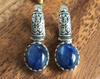 Kyanite Earrings, Natural Kyanite, Kyanite, Vintage Earrings, Solid Silver Earrings, Sterling Earrings, Silver Earrings, Blue Earrings