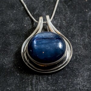 Kyanite Pendant, Natural Kyanite, Blue Kyanite Pendant, Round Pendant, African Kyanite, Large Stone Pendant, Solid Silver Pendant, Kyanite image 8