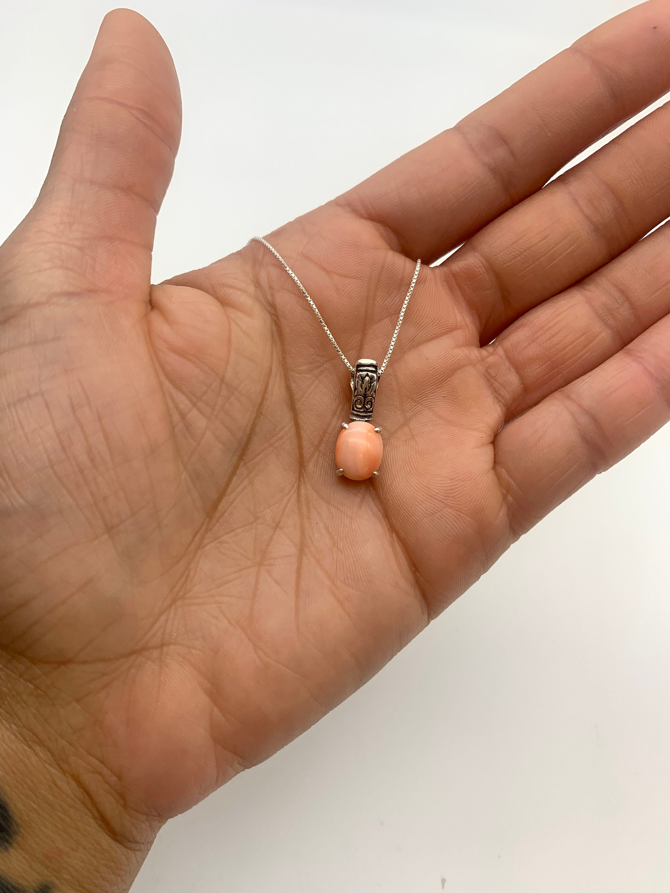 天然珊瑚ペンダント、エンジェルスキン珊瑚、ピンク珊瑚ネックレス 