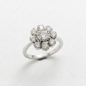 Diamond Flower Cluster Ring, Daisy Floral CZ Diamond Ring, Vintage Inspired Jewelry